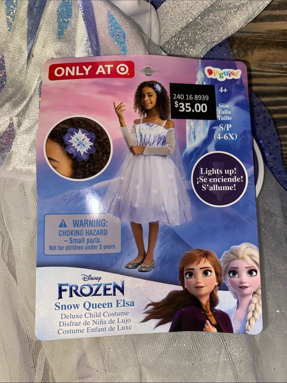 Disney Frozen Elsa Light-Up Snow Queen Dress in White and Blue size Small 4-6